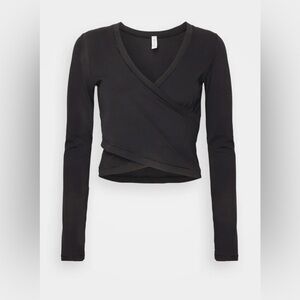 Athleta Transcend Black Wrap Blouse